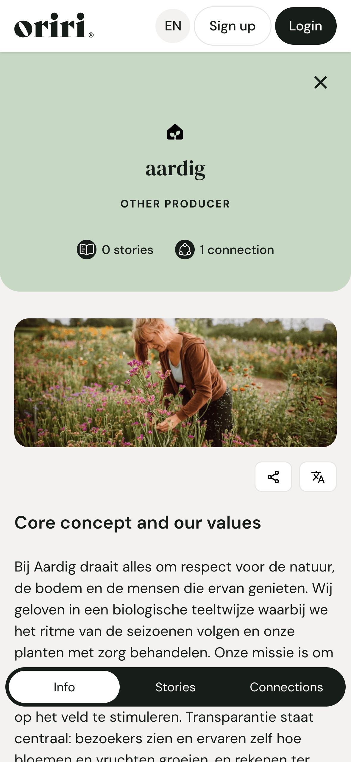 Create a full producer profile. Share your story, values, and product range.